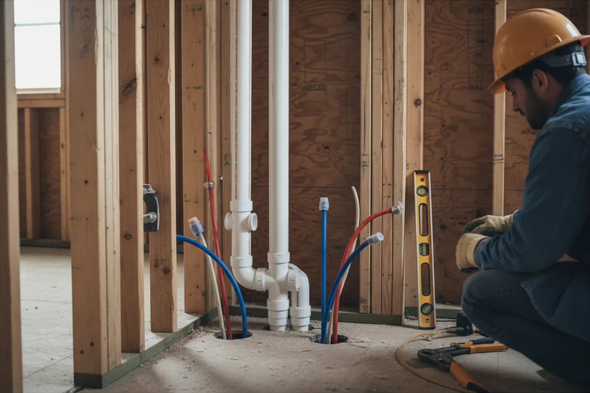Drain and supply rough-in during Sump Pump Repair in Mc Gregor