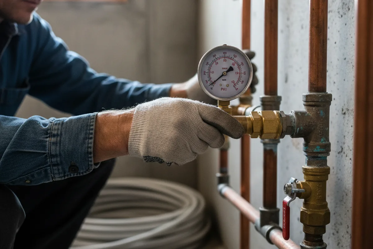 Pressure testing a repaired line during Water Line Repair in Mc Gregor